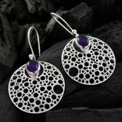 Amanda Purple Edgy Solitaire Dangle Earring