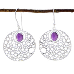 Amanda Purple Edgy Solitaire Dangle Earring Amethyst Purple Dangle