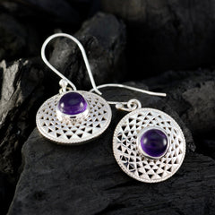 Andrea Purple Slim Solitaire Dangle Earring