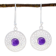 Andrea Purple Slim Solitaire Dangle Earring Amethyst Purple Dangle