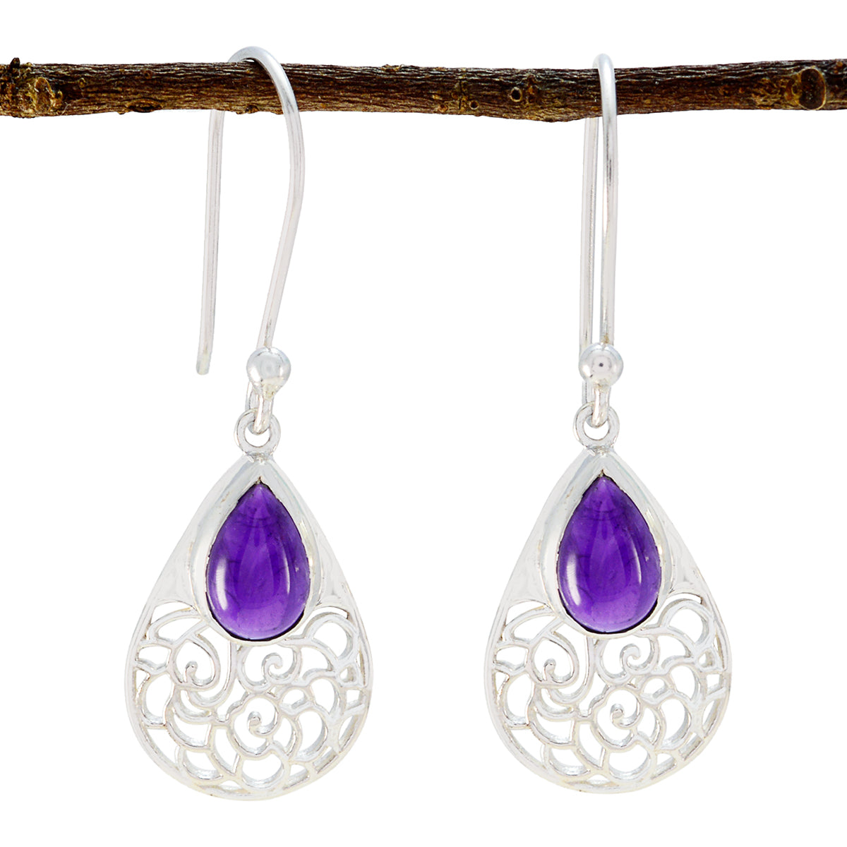 Isla Purple Featherlight Solitaire Dangle Earring Amethyst Purple Dangle