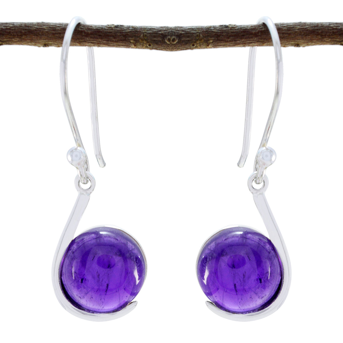 Ángeles Purple Slim Solitaire Dangle Earring Amethyst Purple Dangle