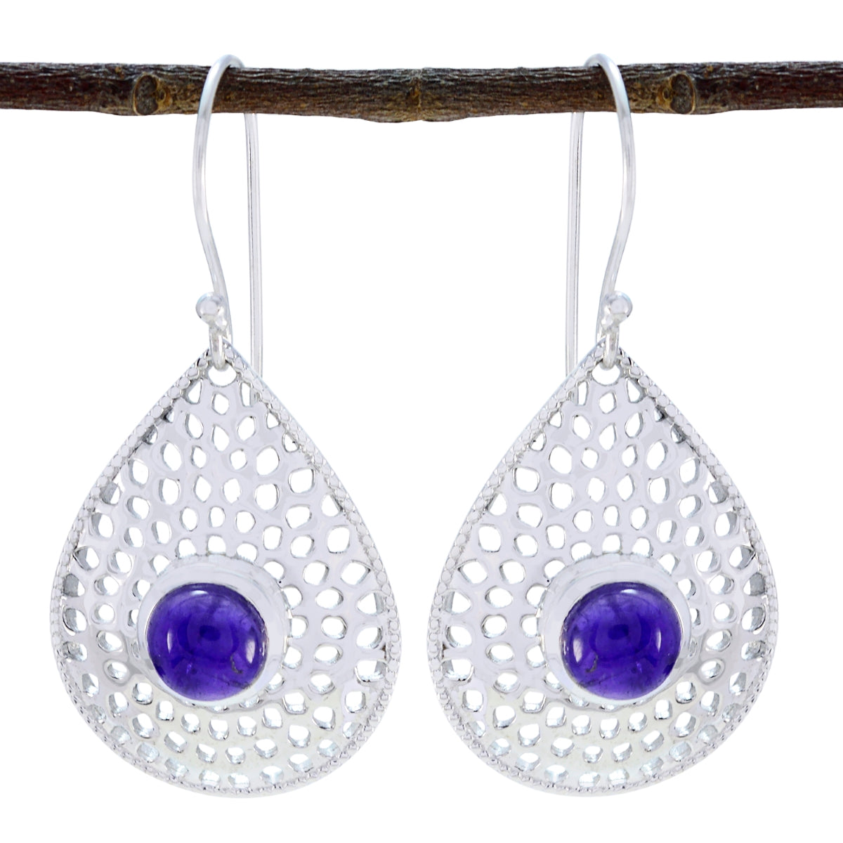 Bianca Purple Minimal Solitaire Dangle Earring Amethyst Purple Dangle