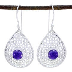 Bianca Purple Minimal Solitaire Dangle Earring Amethyst Purple Dangle