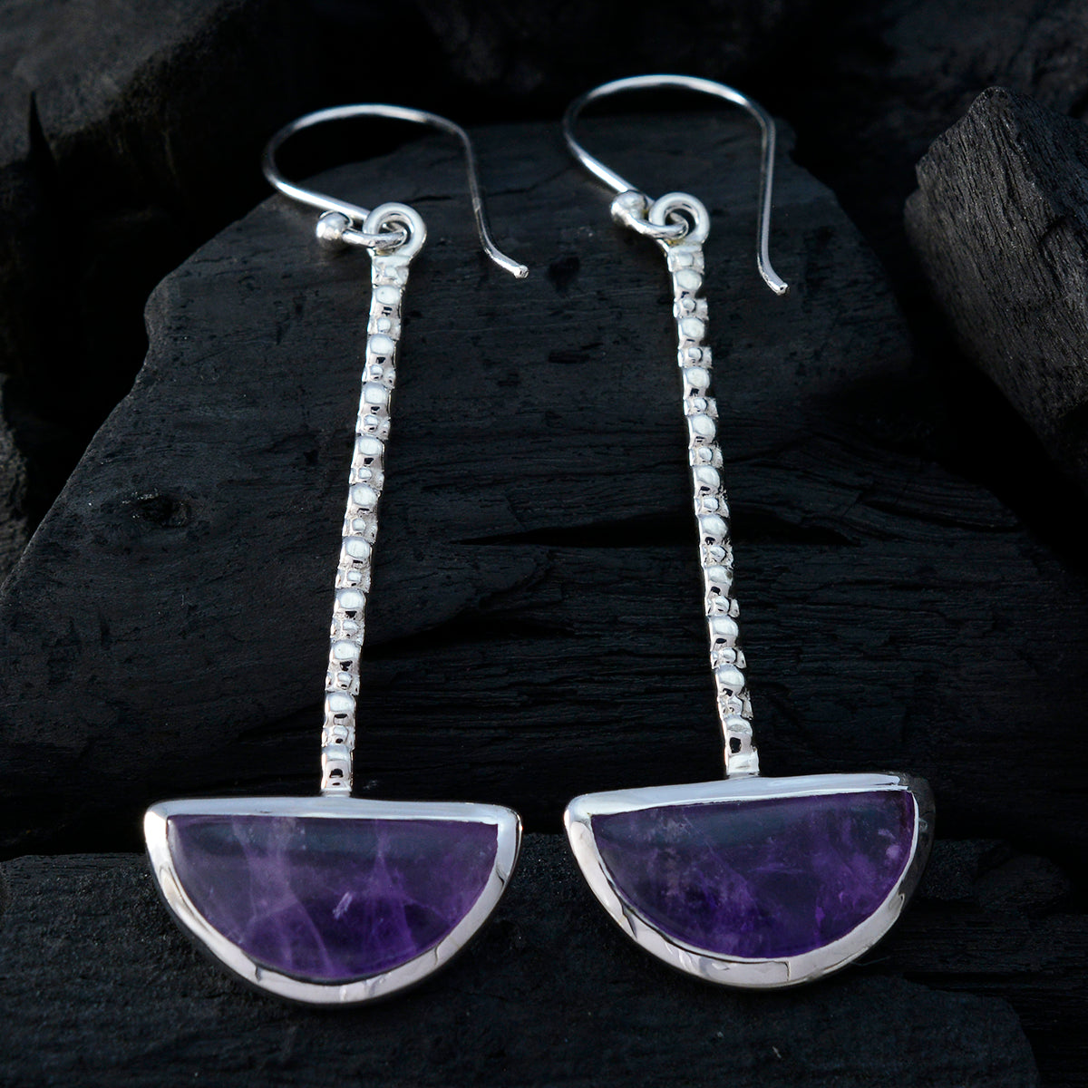 Bruna Purple Mid weight Solitaire Dangle Earring