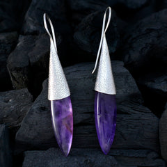Eun ji Purple Edgy Solitaire Dangle Earring