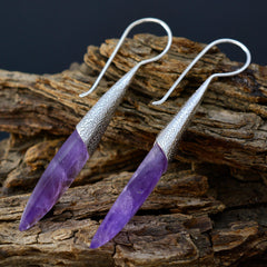 Eun ji Purple Edgy Solitaire Dangle Earring