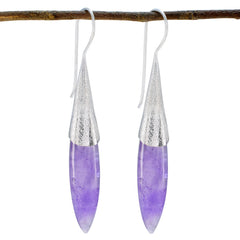 Eun ji Purple Edgy Solitaire Dangle Earring Amethyst Purple Dangle