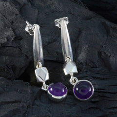 Nora Purple Edgy Solitaire Dangle Earring
