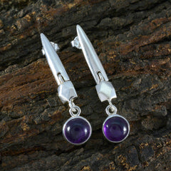 Nora Purple Edgy Solitaire Dangle Earring