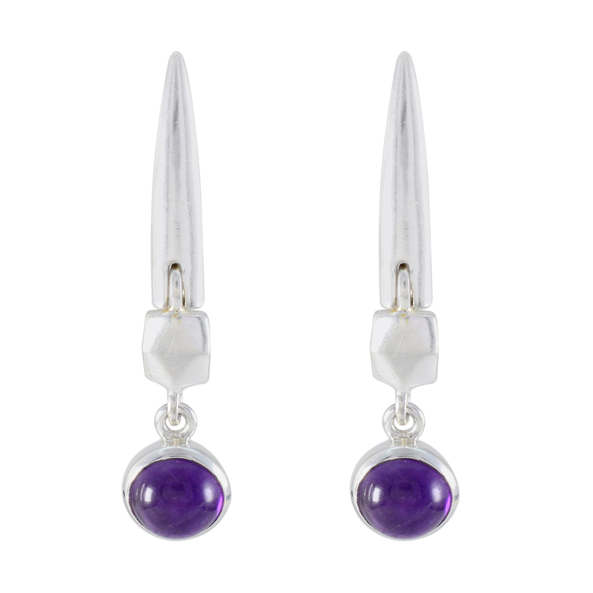 Nora Purple Edgy Solitaire Dangle Earring Amethyst Purple Dangle