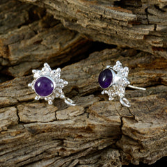 Seo yeon Purple Dainty Solitaire Stud Earring