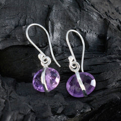 Leah Purple Dainty Solitaire Dangle Earring