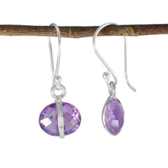 Leah Purple Dainty Solitaire Dangle Earring Amethyst Purple Dangle