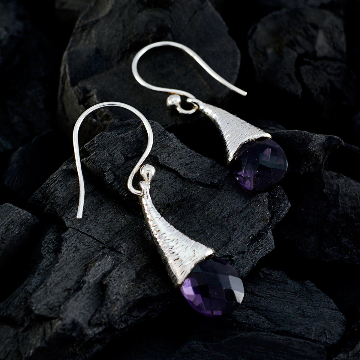 Teresa Purple Tiny Solitaire Dangle Earring