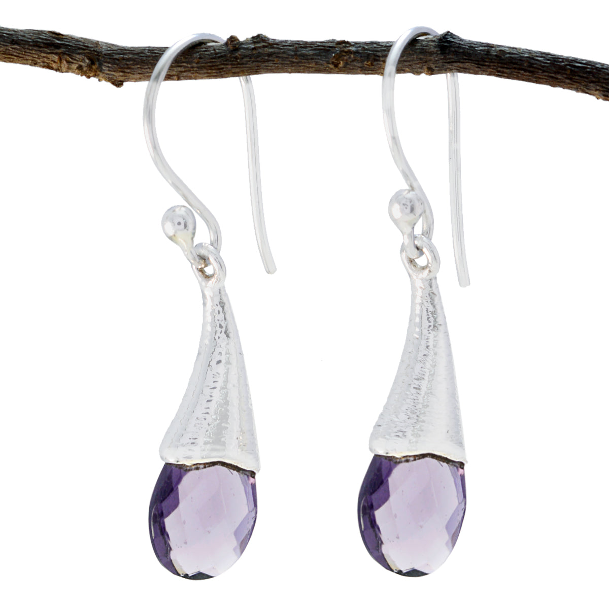 Teresa Purple Tiny Solitaire Dangle Earring Amethyst Purple Dangle