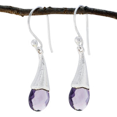 Teresa Purple Tiny Solitaire Dangle Earring Amethyst Purple Dangle