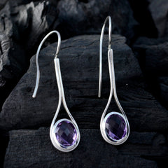 Victoria Purple Dainty Solitaire Dangle Earring