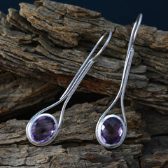Victoria Purple Dainty Solitaire Dangle Earring