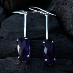 Violet Purple Classic Solitaire Dangle Earring