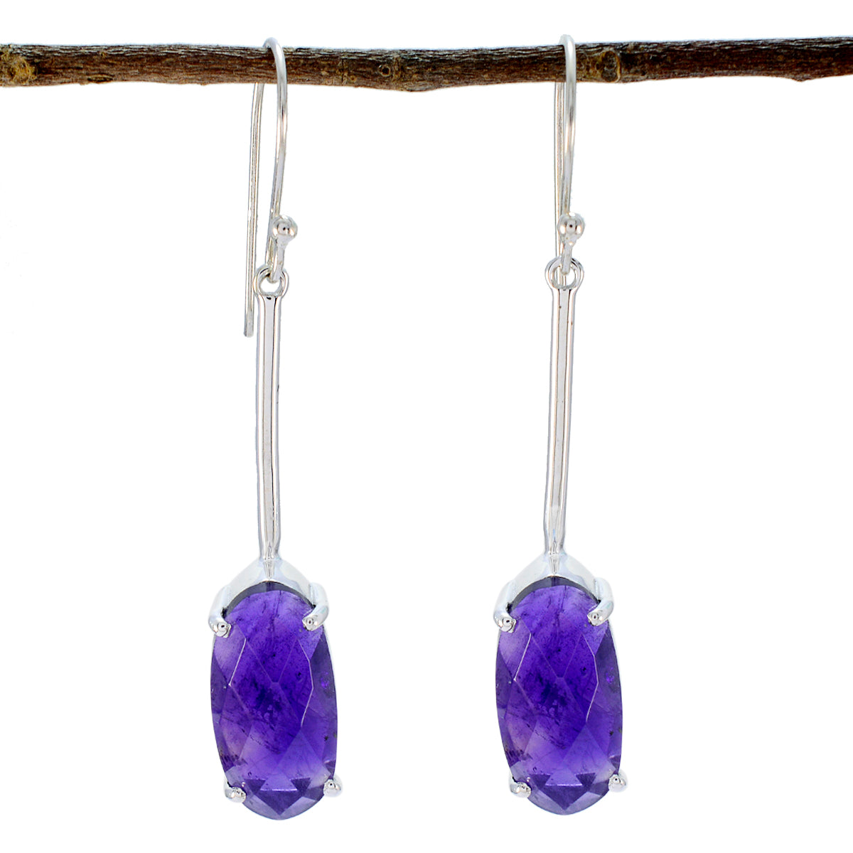 Violet Purple Classic Solitaire Dangle Earring Amethyst Purple Dangle