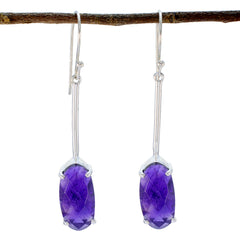 Violet Purple Classic Solitaire Dangle Earring Amethyst Purple Dangle