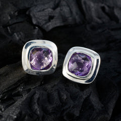 Sofía Purple Whisper thin Solitaire Stud Earring