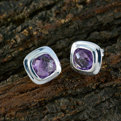 Sofía Purple Whisper thin Solitaire Stud Earring