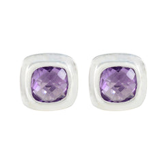 Sofía Purple Whisper thin Solitaire Stud Earring Amethyst Purple Stud