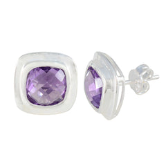 Sofía Purple Whisper thin Solitaire Stud Earring