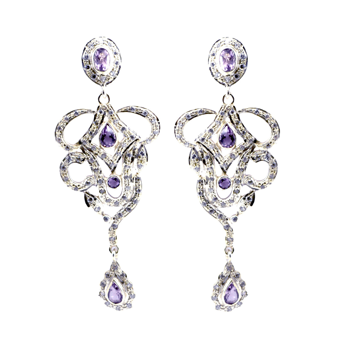 Lakshmi Purple Tiny multiple Stud Earring Amethyst Purple Stud