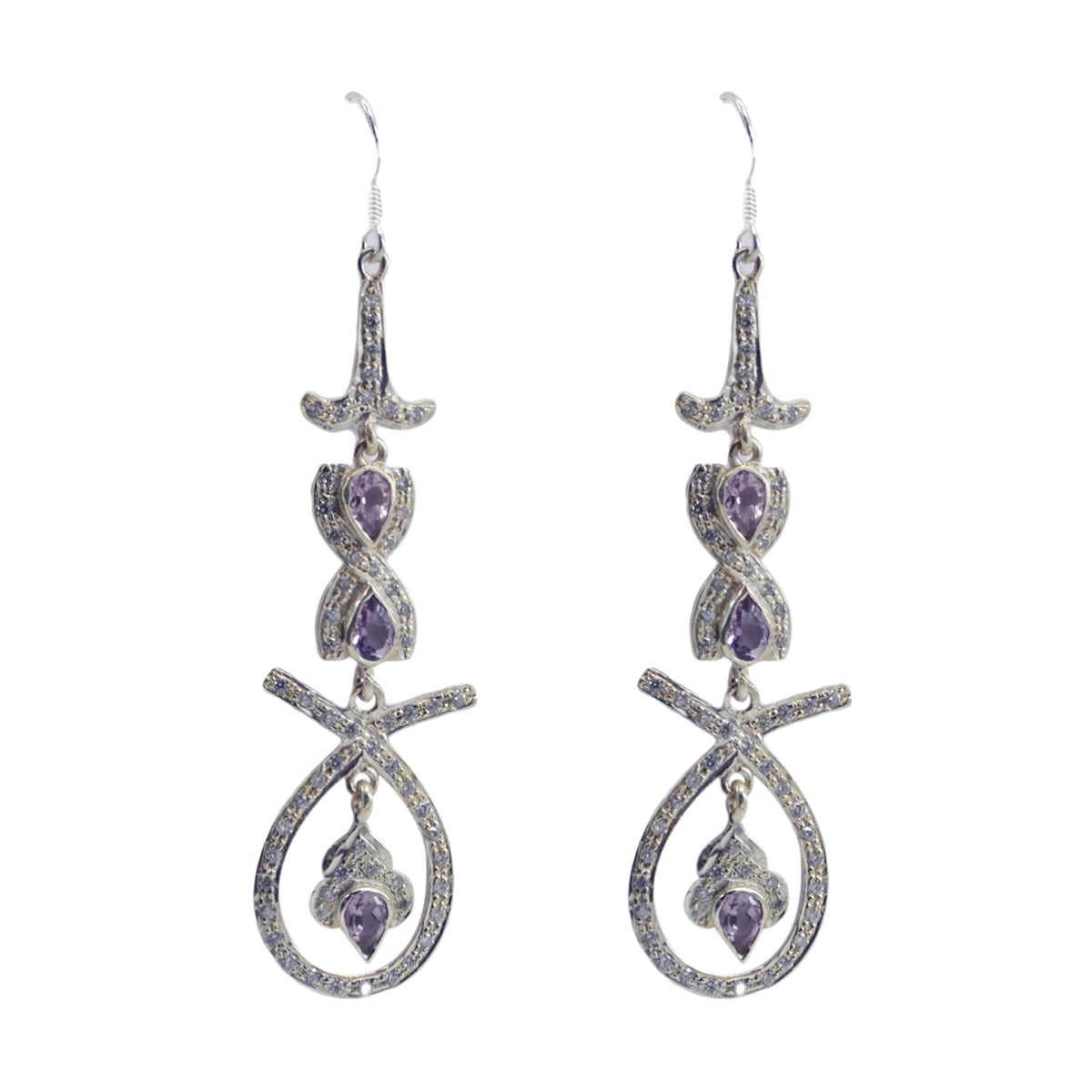 Natcha Purple Tiny multiple Dangle Earring Amethyst Purple Dangle