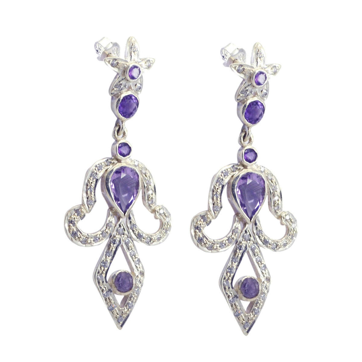 Maria Purple Tiny multiple Stud Earring Amethyst Purple Stud