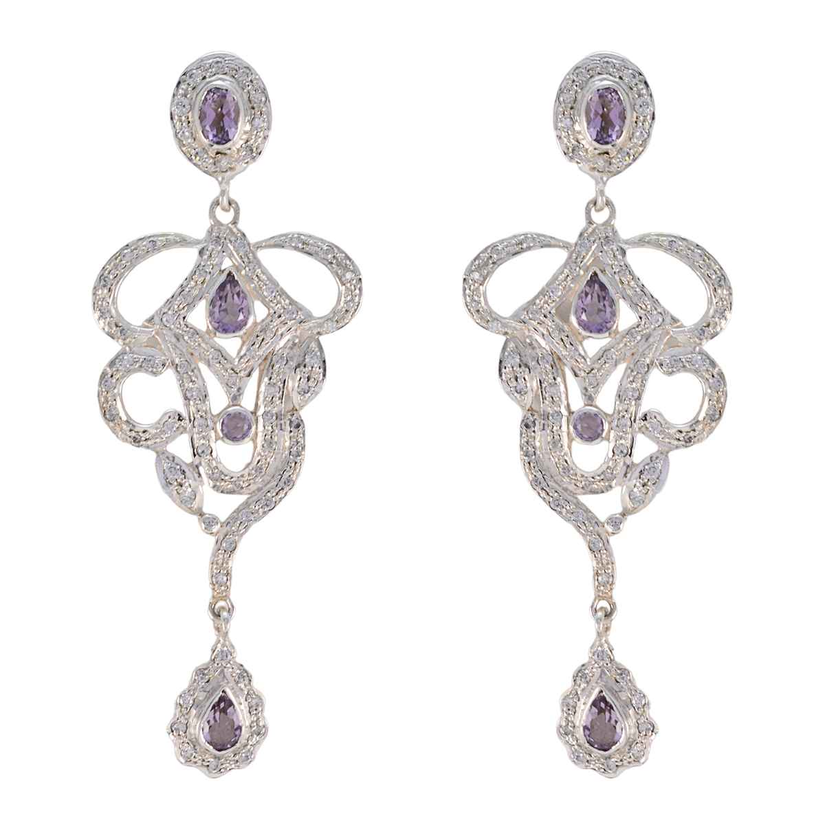 Priya Purple Statement multiple Stud Earring Amethyst Purple Stud