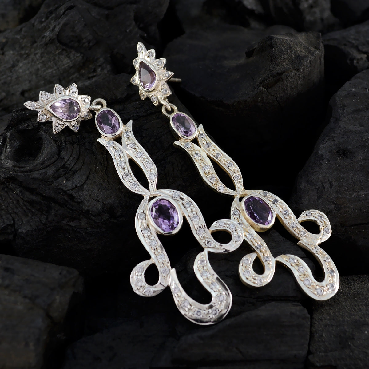 Aisha Purple Edgy multiple Stud Earring
