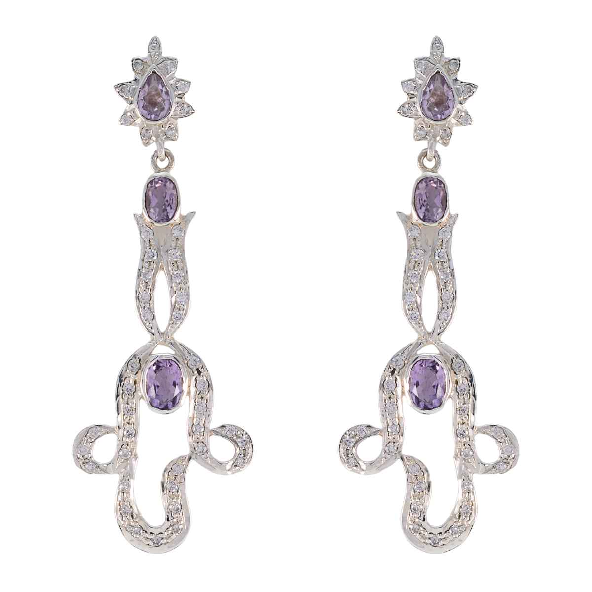 Aisha Purple Edgy multiple Stud Earring Amethyst Purple Stud