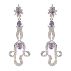 Aisha Purple Edgy multiple Stud Earring Amethyst Purple Stud