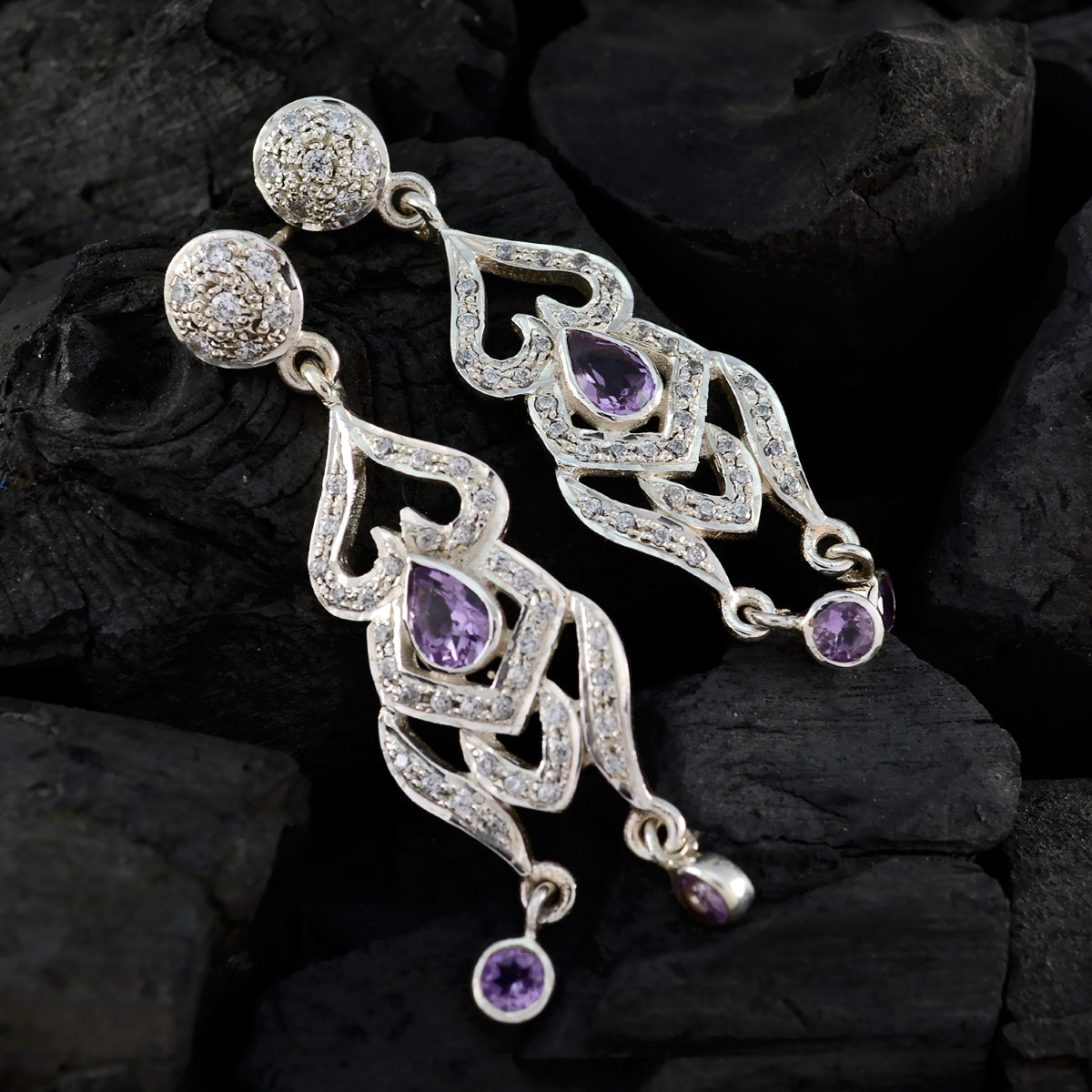 Putri Purple Edgy multiple Stud Earring