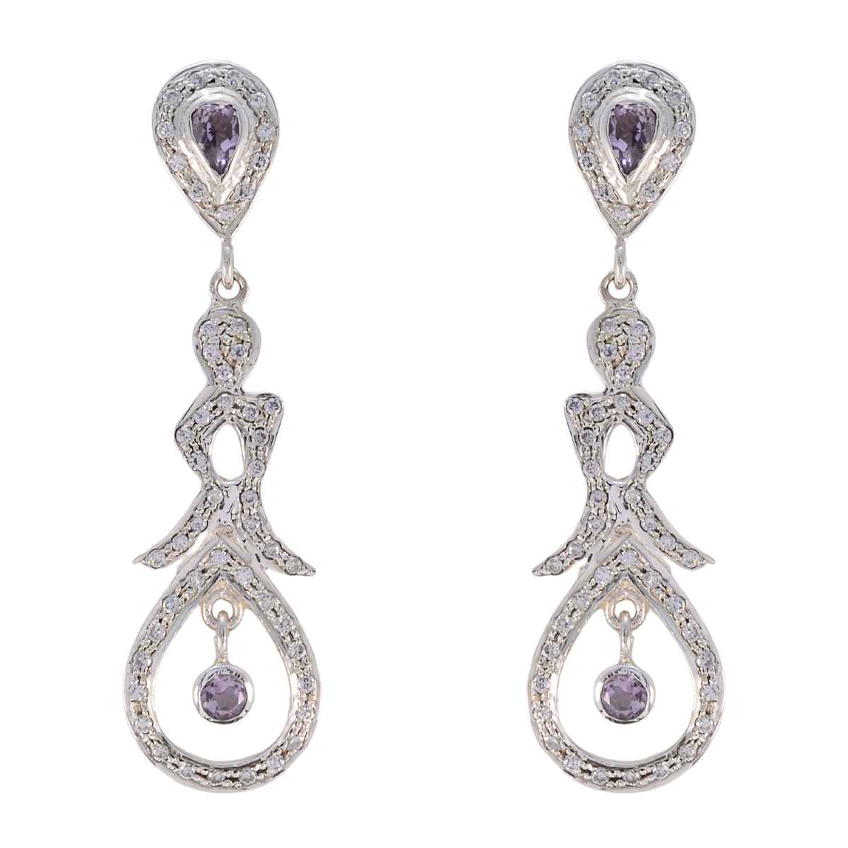 Riya Purple Edgy multiple Stud Earring Amethyst Purple Stud