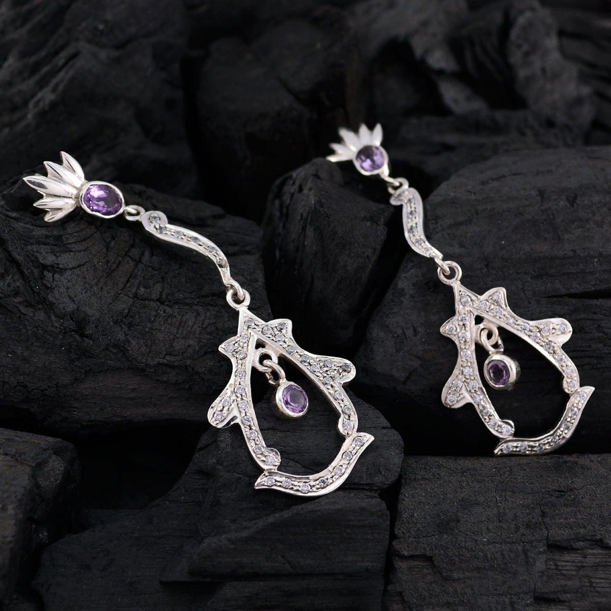 Zara Purple Edgy multiple Stud Earring