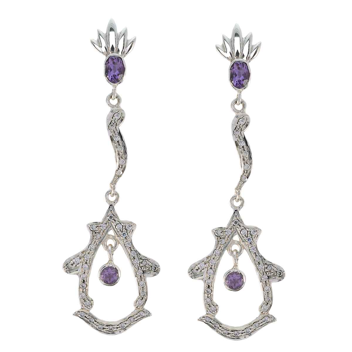 Zara Purple Edgy multiple Stud Earring Amethyst Purple Stud
