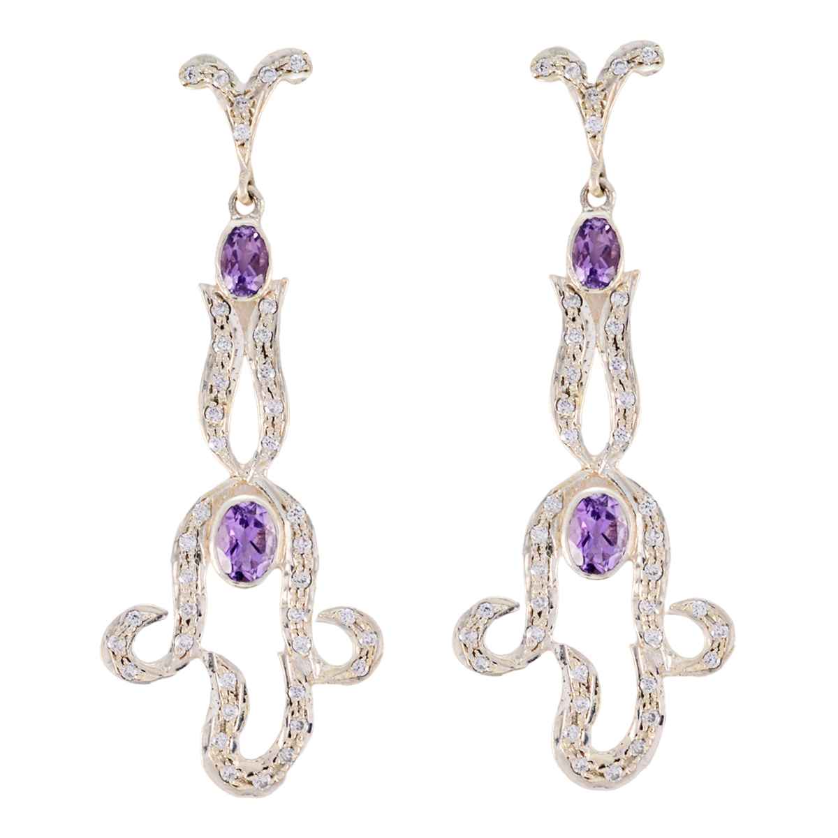 Angel Purple Edgy multiple Stud Earring Amethyst Purple Stud