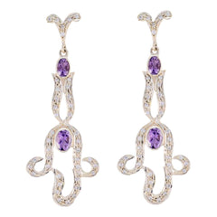 Angel Purple Edgy multiple Stud Earring Amethyst Purple Stud