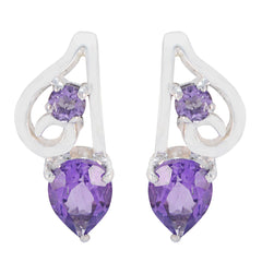 Gabriela Purple Whisper thin multiple Stud Earring Amethyst Purple Stud