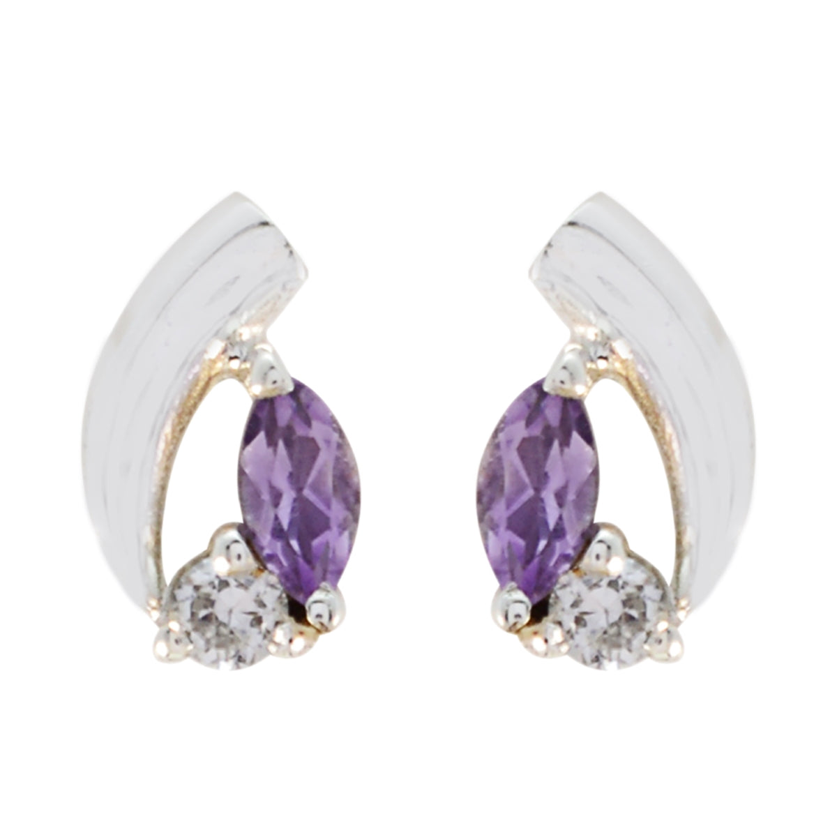 Laura Purple Delicate multiple Stud Earring Amethyst Purple Stud