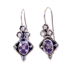 Eva Purple Chunky multiple Dangle Earring Amethyst Purple Dangle
