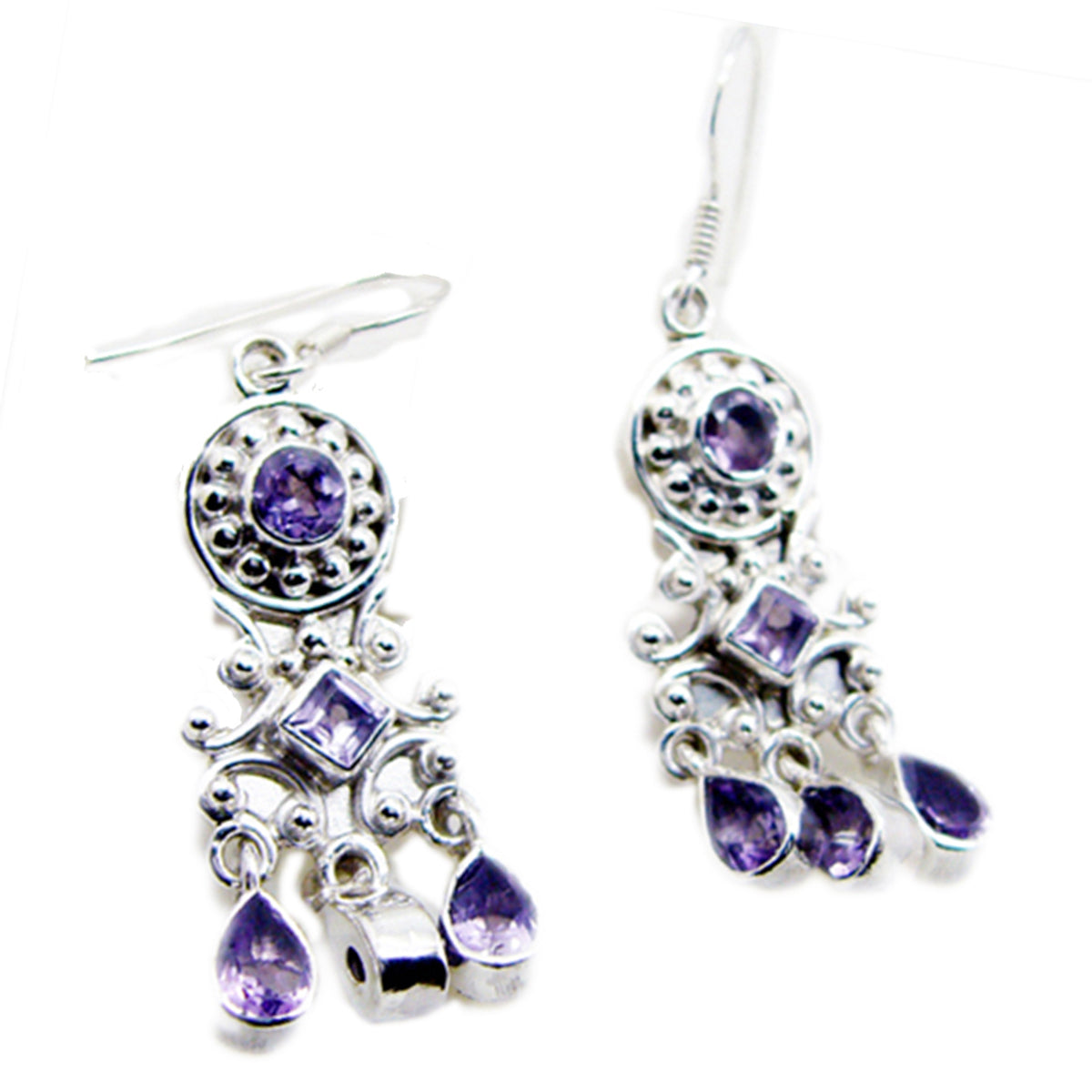 Pilar Purple Tiny multiple Dangle Earring Amethyst Purple Dangle