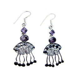 Sara Purple Dainty multiple Dangle Earring Amethyst Purple Dangle
