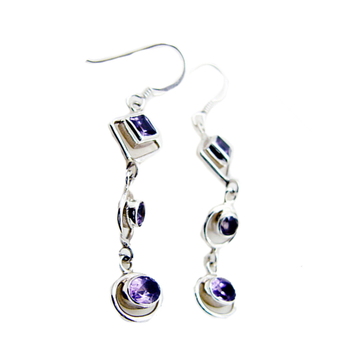 Sofía Purple Dainty multiple Dangle Earring Amethyst Purple Dangle