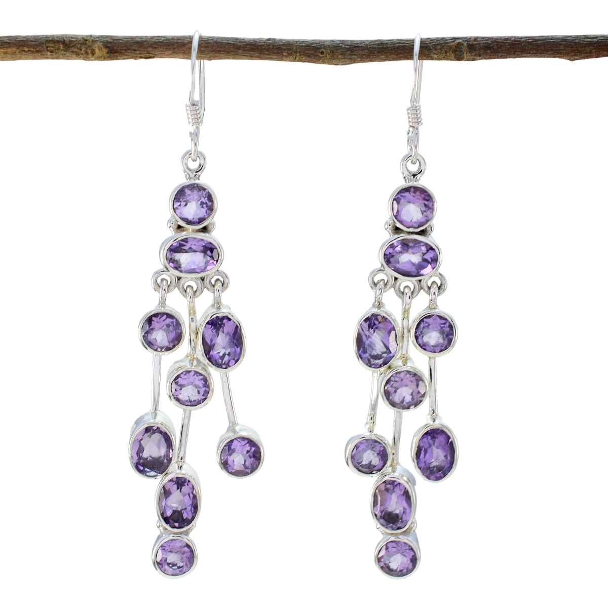 Victoria Purple Edgy multiple Dangle Earring Amethyst Purple Dangle
